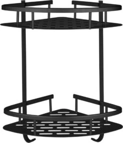 Merkloos Doucherek 2 Laags - Douche Rek Zwart Hangend - Incl 2 Haken Badkamer Accessoires -Thuis Badkamer 1034x1200