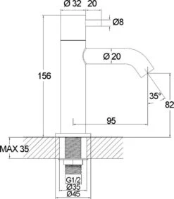 Merkloos Saqu Eurotrend Fonteinkraan - Hoog Model - Toiletkraan - Koudwaterkraan - Mat Zwart -Thuis Badkamer 1046x1200 4