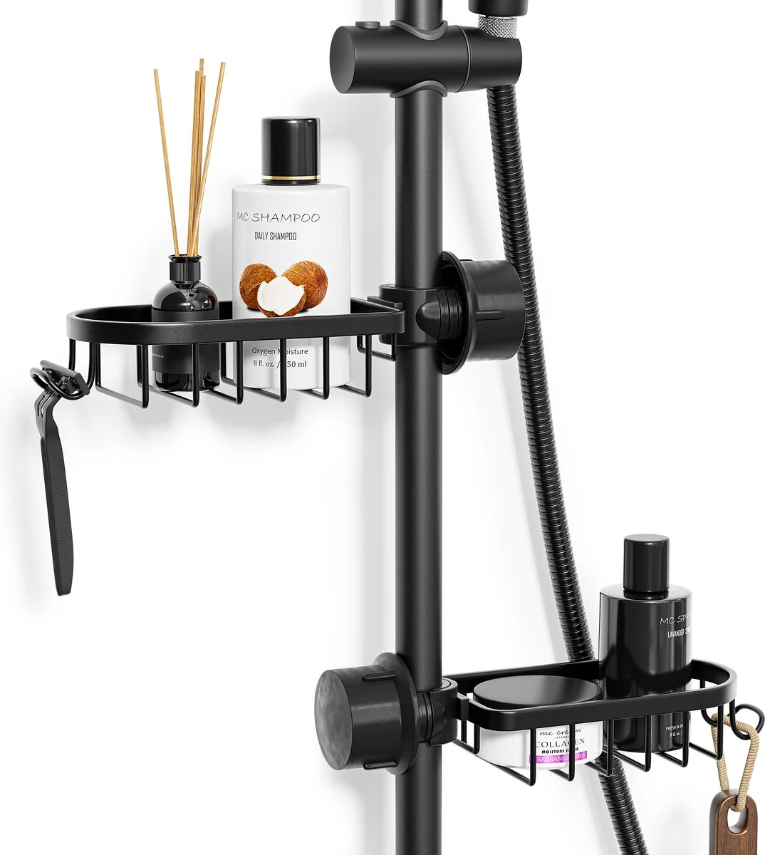 Nolad® - Doucherek Hangend - Doucherek Zonder Boren - Keukenrek - Gootsteen Organizer - Badkamer Accessoires - Zwart 3 Nolad® - Doucherek Hangend - Doucherek Zonder Boren - Keukenrek - Gootsteen Organizer - Badkamer Accessoires - Zwart