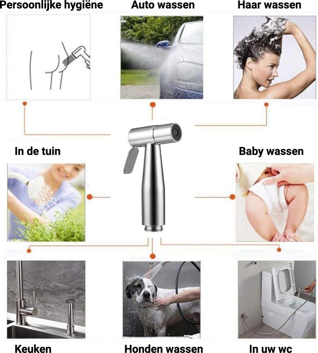 El Suvon® Bidet Handdouche - Shattaf - Bidet Sproeier - Bidetkraan 11 El Suvon® Bidet Handdouche - Shattaf - Bidet Sproeier - Bidetkraan - Afbeelding 10