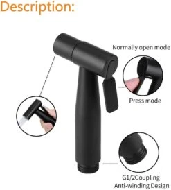 Merkloos Bidet Handdouche - Shattaf - Bidet Sproeier - Bidetkraan - Handheld Bidet Spray Met 120 Cm Doucheslang / Houder- Zwart -Thuis Badkamer 1083x1200 1