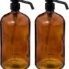 5Five Zeeppompjes/zeepdispensers Van Glas - 2x Stuks - Bruin - 1 Liter