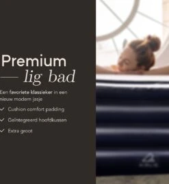 Airlie Opblaasbaar Ligbad Voor Volwassenen – Comfortabel - Opblaasbad - Zitbad - Badkuip – Bath Tub – Opvouwbaar Bad – Bath Bucket – Dubbel Hoofdkussen - Zwart - GRATIS Elektrische Pomp -Thuis Badkamer 1098x1200 1