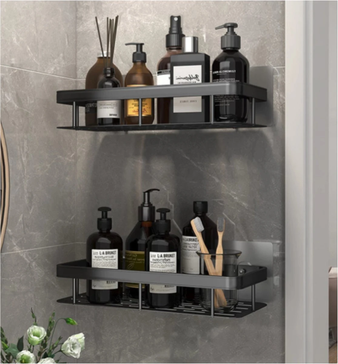 Merkloos Jawes- Wandrek- Zwart- 2stuks- Doucherek- Zonder Te Boren- Wandrek Zonder Boren- Wandrekje 4 Merkloos Jawes- Wandrek- Zwart- 2stuks- Doucherek- Zonder Te Boren- Wandrek Zonder Boren- Wandrekje - Afbeelding 2