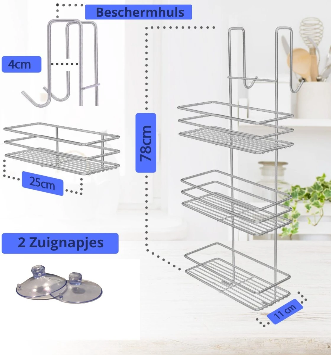 Ball Design Chroom Doucherek-3 Laags-hangend-Doucherek Zonder Boren 4 Ball Design Chroom Doucherek-3 Laags-hangend-Doucherek Zonder Boren - Afbeelding 2