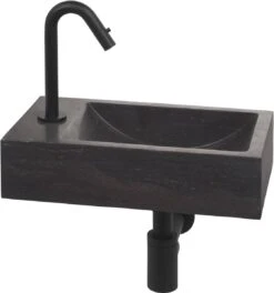 Saqu Tube - Fonteinkraan - Wastafelkraan Voor Het Toilet - Koudwaterkraan - Mat Zwart - C-uitloop -Thuis Badkamer 1121x1200