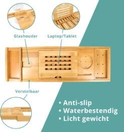 Regno Badplank Voor In Bad - Met Badkussen - Uitschuifbaar En Waterbestendig Badrek - IPad En Glashouder -Thuis Badkamer 1128x1200