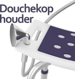 Sanicraft® Douchekruk - In Hoogte Verstelbaar - Douchekrukje - Roestvrij - 150kg Draagkracht - Comfortabel Zitkussen - Inclusief Douchekophouder, Handgrepen, Anti Slip Poten -Thuis Badkamer 1132x1200 2