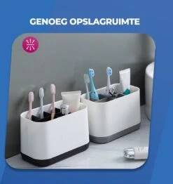 Roegaarden Tandenborstelhouder – Badkamer Organizer – 6 Sorteervakken - Met Lekbak -Wit -Thuis Badkamer 1132x1200