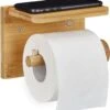 Relaxdays Toiletrolhouder Met Plankje - Wc-rolhouder Bamboe - Rolhouder Toilet - Hout -Thuis Badkamer 1134x1200