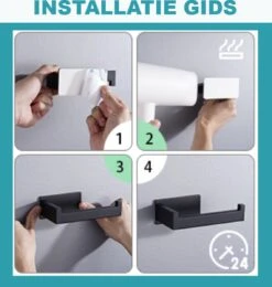 Merkloos Novalits - RVS Toiletrolhouder Zonder Boren - WC Rolhouder Zelfklevend - Inclusief RVS Handdoekhaakje - Zwart -Thuis Badkamer 1139x1200 1