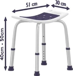 Sanicraft® Douchekruk - In Hoogte Verstelbaar - Douchekrukje - Roestvrij - 150kg Draagkracht - Comfortabel Zitkussen - Inclusief Douchekophouder, Handgrepen, Anti Slip Poten -Thuis Badkamer 1148x1200 2