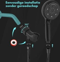 Salvano Douchekop - Waterbesparend - Hoge Kwaliteit - Handdouche - 9 Standen - Zwart 2023 Pro -Thuis Badkamer 1162x1200 1