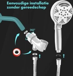 Salvano Douchekop - Waterbesparend - Regendouche - 9 Standen -Thuis Badkamer 1164x1200