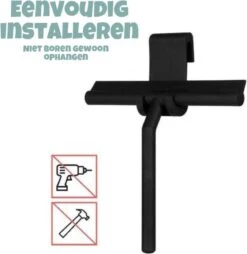 Merkloos Douchewisser Zwart Met Ophanghaak - Raamwisser - Douche Trekker - Badkamer Accessoires - Wisser Douche - Silicone Raamtrekker -Thuis Badkamer 1169x1200