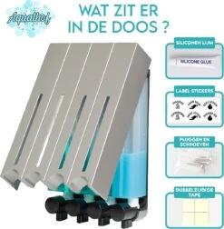 Aquathof, Zeepdispenser, RVS Kleur, 4 Kamer, 4 Reservoirs, 4x500ml, Hangend - Wandmontage 19 Aquathof, Zeepdispenser, RVS Kleur, 4 Kamer, 4 Reservoirs, 4x500ml, Hangend - Wandmontage -Thuis Badkamer 1174x1200