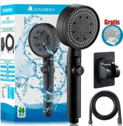 Imperatoris | DoucheSet - Douchekop Met Slang, Houder & Badmuts/Douchemuts - Waterbesparend – Hoge Druk – Regendouche - Zwart Mat