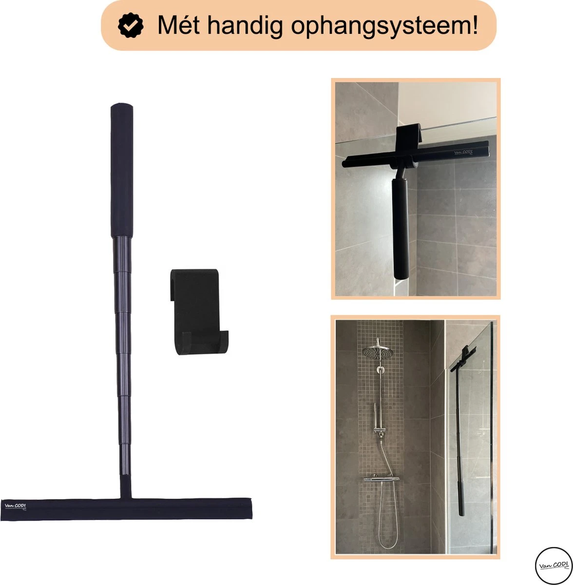 Van CODI® - 2 In 1 - Douchewisser - Vloertrekker - Multifunctioneel - Vloerwisser - Vloertrekker Met Steel - Verlengbaar - Met Ophangsysteem 6 Van CODI® - 2 In 1 - Douchewisser - Vloertrekker - Multifunctioneel - Vloerwisser - Vloertrekker Met Steel - Verlengbaar - Met Ophangsysteem - Afbeelding 4