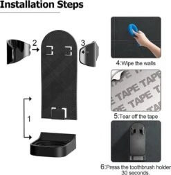 Tandenborstelhouder - Houder Elektrische Tandenborstel - Kleur Zwart - Zonder Boren - Geschikt Voor Oral B Toothbrush - Zelfklevend Hangende Houder -Thuis Badkamer 1177x1200 1
