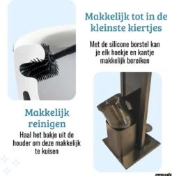 Mmoods Toiletbutler Zwart - WC Borstel Met Toiletrolhouder Vrijstaand - Toiletborstel Siliconen Industrieel Design Mmoods - Reserverolhouder Zonder Boren Staand Met Plankje RVS -Thuis Badkamer 1177x1200 5