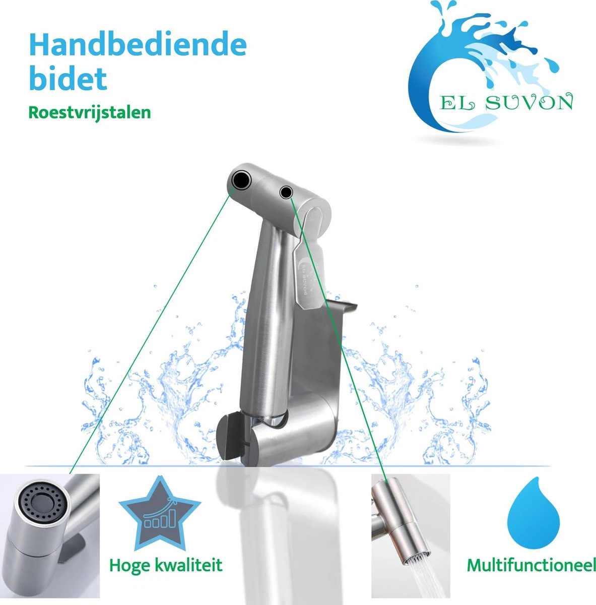 El Suvon® Bidet Handdouche - Shattaf - Bidet Sproeier - Bidetkraan 5 El Suvon® Bidet Handdouche - Shattaf - Bidet Sproeier - Bidetkraan - Afbeelding 4