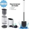 Fleau Luxe WC Borstel Met Houder - Siliconen Toiletborstel - Hygiënisch & Antibacterieel - Vrijstaand Of Hangend - Wit