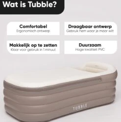 Tubble® Royale Air Bath - 255L - Ambient Taupe - Opblaasbaar Ligbad – Voor Volwassenen -Thuis Badkamer 1186x1200 1
