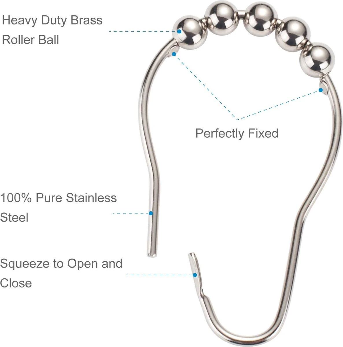 BOTC Gordijnringen - 12 Stuks Gordijn Haken - Gordijnhaken- RVS Gordijn Ringen Voor Gordijn Roede - Sliver 4 BOTC Gordijnringen - 12 Stuks Gordijn Haken - Gordijnhaken- RVS Gordijn Ringen Voor Gordijn Roede - Sliver - Afbeelding 2