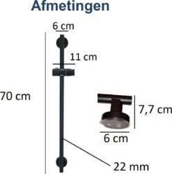 Moodcare® Glijstang - Douche Glijstang - 70 Cm - Mat Zwart - Zonder Boren -Thuis Badkamer 1189x1200 6