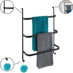WENKO Handdoekhouder Irpinia 78x55cm Staal Zwart - Handdoekrek - Handdoekenrek Badkamer -Thuis Badkamer 1191x1200 9
