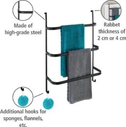 WENKO Handdoekhouder Irpinia 78x55cm Staal Zwart - Handdoekrek - Handdoekenrek Badkamer -Thuis Badkamer 1192x1200 9