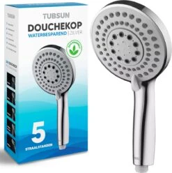 TUBSUN Waterbesparende Douchekop - Handdouche - Regendouche - 50% Waterbesparend - 5 Sproeistanden
