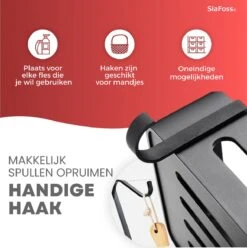 SIAFOSS Doucherek Zonder Boren Doucherek Hangend - 100% Stevig - 100% RVS - Hangend Badkamerrekje - Doucherek Aan Douchewand - Badkamer Accessoires - RVS Zwart - 2 Laags - Douchemand -Thuis Badkamer 1197x1200 19