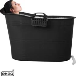EKEO Zitbad - 210L - Mobiele Badkuip - Bath Bucket - Zwart -Thuis Badkamer 1197x1200 7