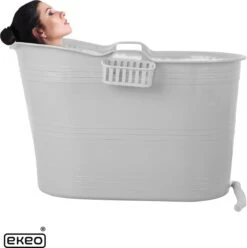 EKEO Zitbad - 210L - Mobiele Badkuip - Bath Bucket - Wit -Thuis Badkamer 1197x1200 8