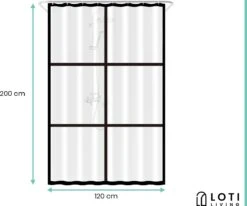 Loti Living Douchegordijn Anti Schimmel – Mat Transparant Zwart - Inclusief Ringen – Waterdicht - PEVA - Douchegordijn 120x200 Cm -Thuis Badkamer 1200x1000 5