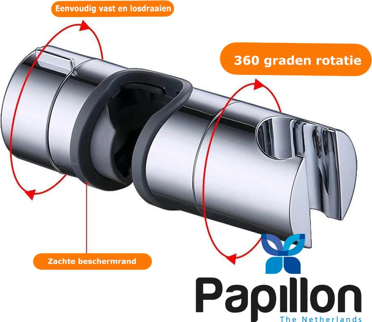 Merkloos Universeel Glijstuk - Chroom - 25 Mm - Handdouchehouder - Papillon 5 Merkloos Universeel Glijstuk - Chroom - 25 Mm - Handdouchehouder - Papillon - Afbeelding 3