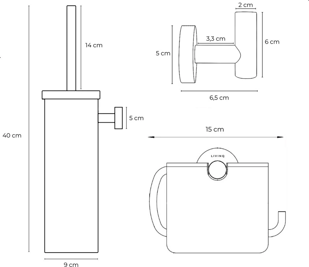 Toiletaccessoireset Zwart 3-delig - Luxe Toilet Set - Toiletborstel Met Houder - Toiletrolhouder Met Klep - Handdoekhaak 8 Toiletaccessoireset Zwart 3-delig - Luxe Toilet Set - Toiletborstel Met Houder - Toiletrolhouder Met Klep - Handdoekhaak - Afbeelding 6