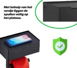 SHATY® WC Rolhouder - Toiletrolhouder - Opbergvak - Bakje - Plankje - Zonder Boren- WC Papier Houder - Toilet Papier Houder - Zwart - Badkameraccessoire - Toiletaccessoire - Inclusief Handoekhaak -Thuis Badkamer 1200x1069