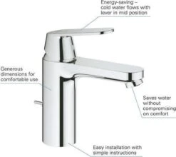 GROHE Eurosmart Cosmopolitan Wastafelkraan - Met EcoJoy - Trekwaste - Chroom - 2339600E -Thuis Badkamer 1200x1071 1