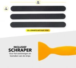 RX Goods 25 Stuks Zelfklevende Anti Slip Strips Stickers – 2 Cm X 20 Cm - Met Schraper – Zwarte Antislip Tape -Thuis Badkamer 1200x1073 3