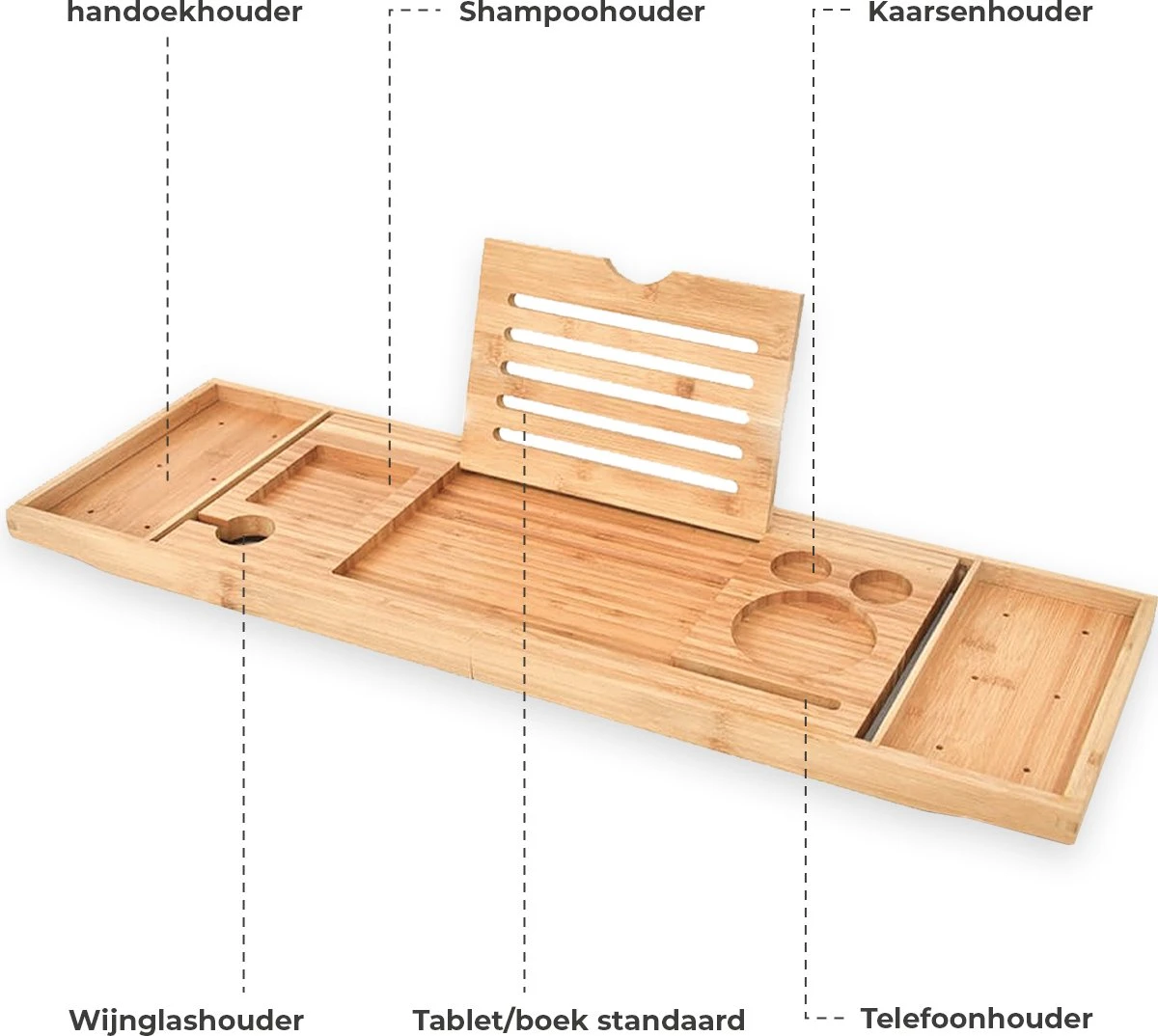 Sleepydays Luxe Badplank – Badplank Voor In Bad – Badrek - Uitschuifbaar - 75-100 Cm 5 Sleepydays Luxe Badplank – Badplank Voor In Bad – Badrek - Uitschuifbaar - 75-100 Cm - Afbeelding 3