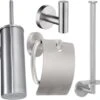 Toiletaccessoireset RVS 4-delig - Luxe Toilet Set - Toiletborstel Met Houder - Toiletrolhouder Met Klep - Reserverolhouder - Handdoekhaak - Zilver - Toiletset -Thuis Badkamer 1200x1083