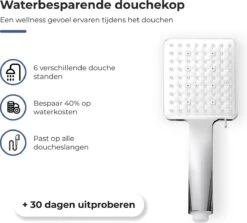 MaatWorkz - Waterbesparende Douchekop Vierkant + Douchetimer - Hoge Waterdruk - Luxe Design - 6 Standen 12 MaatWorkz - Waterbesparende Douchekop Vierkant + Douchetimer - Hoge Waterdruk - Luxe Design - 6 Standen -Thuis Badkamer 1200x1085 1