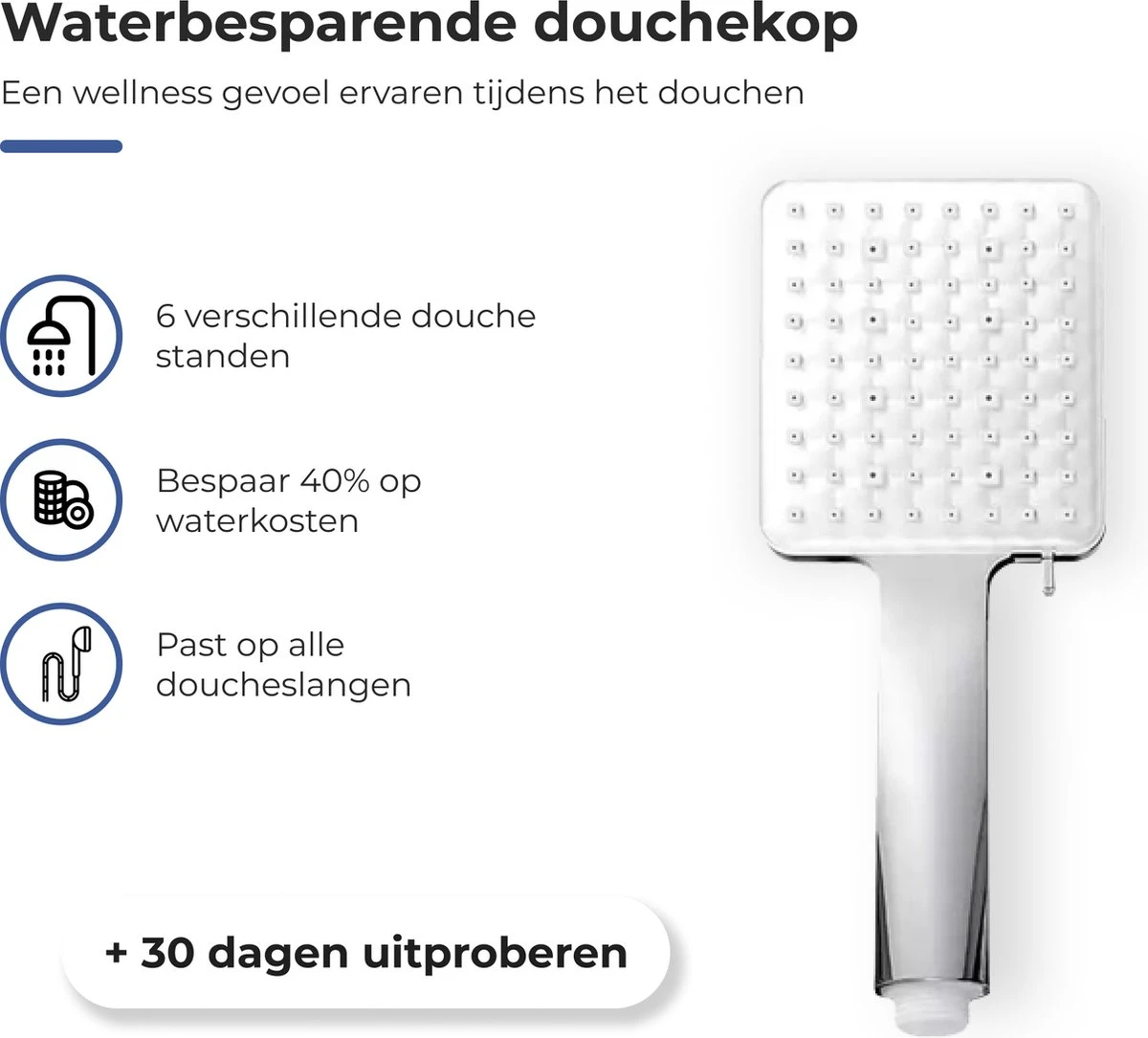 MaatWorkz - Waterbesparende Douchekop Vierkant + Douchetimer - Hoge Waterdruk - Luxe Design - 6 Standen 4 MaatWorkz - Waterbesparende Douchekop Vierkant + Douchetimer - Hoge Waterdruk - Luxe Design - 6 Standen - Afbeelding 2