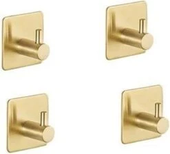 Merkloos Zelfklevende Handdoekhaakjes - Set Van 4 - Goud Kleurig - Voor Badkamer Of Keuken | Handdoekhaakjes Rvs | Handdoekhaakjes Goud Zelfklevend | Handdoekhaak Goud | Handdoek -Thuis Badkamer 1200x1087 5
