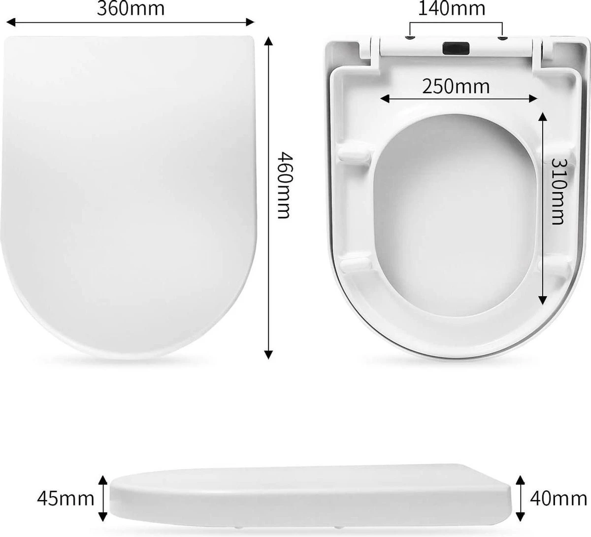 Merkloos WC Bril-Toiletbril-Soft Close En Quick-release-functie 5 Merkloos WC Bril-Toiletbril-Soft Close En Quick-release-functie - Afbeelding 3