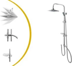 Lifa Bathing Zilveren Douchesysteem - Verstelbare Doucheset - RVS En ABS - Regendouche En Handdouche - Chroom - Incl. Bevestigingsmateriaal -Thuis Badkamer 1200x1093 2