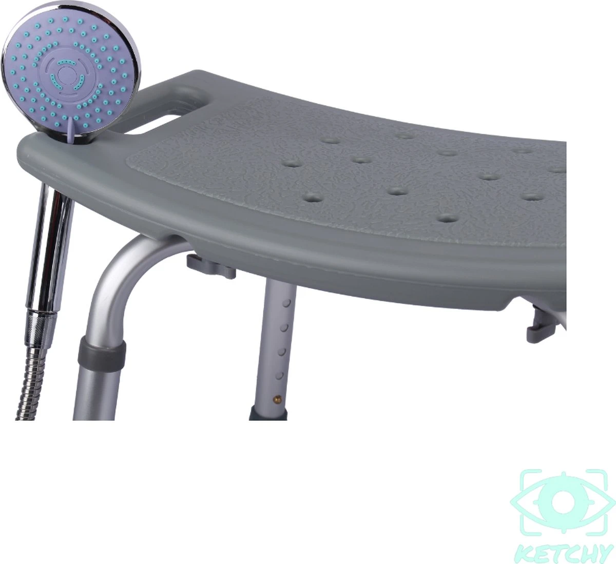 Ketchy Douchekruk - In Hoogte Verstelbaar - Douchekrukje - Roestvrij - 130kg Draagkracht - Comfortabel Zitkussen 8 Ketchy Douchekruk - In Hoogte Verstelbaar - Douchekrukje - Roestvrij - 130kg Draagkracht - Comfortabel Zitkussen - Afbeelding 6