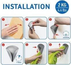 Zelfklevende Handdoekhouder Haakjes Set - Wand Ophang Haak Zelfklevend -Handdoekklem Keuken Ophanghaak Zonder Boren - Wand Theedoek / Handdoek Klem Houder - RVS - Set Van 4 Stuks - EVA -Thuis Badkamer 1200x1109